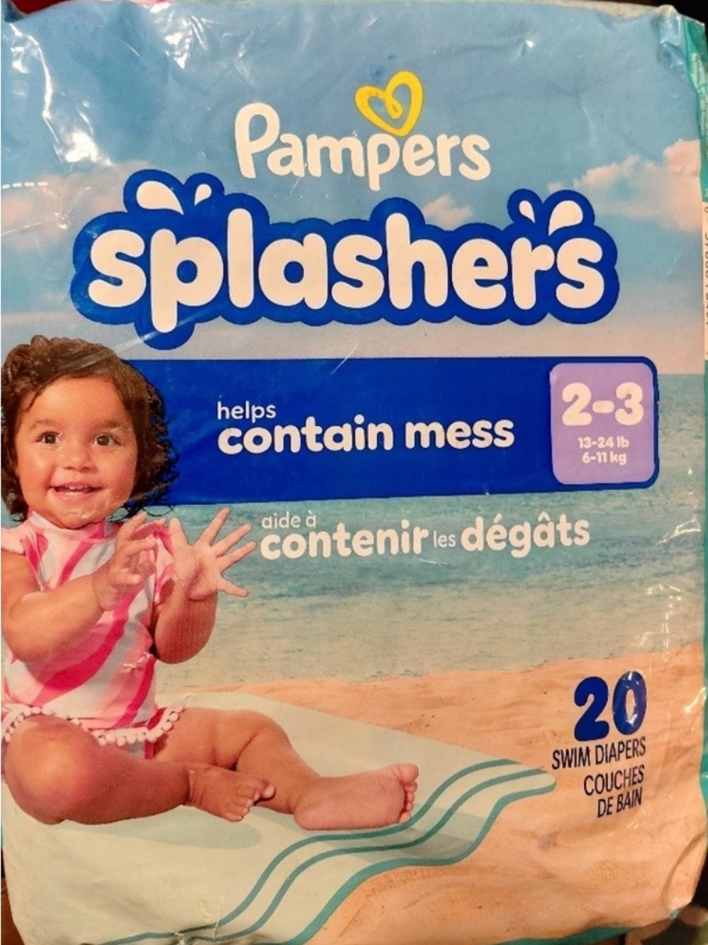 Pampers Splashers Swim Diapers Disposable Size 2-3, 20 count